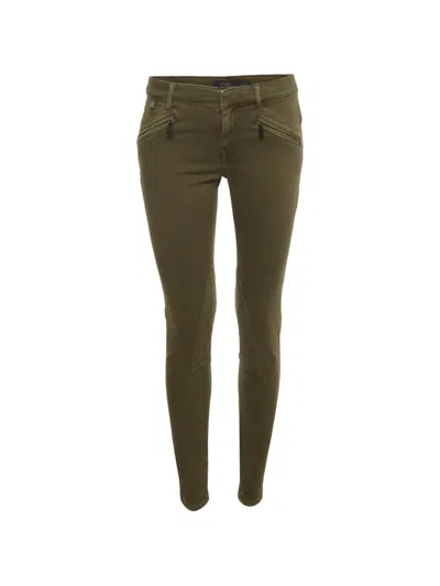 Pre-owned Polo Ralph Lauren Vintage Zip-pocket Slim-fit Jeans In Green