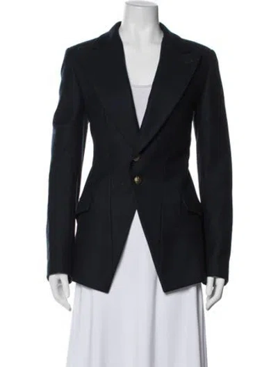 Pre-owned Polo Ralph Lauren Virgin Wool Blazer In Blue
