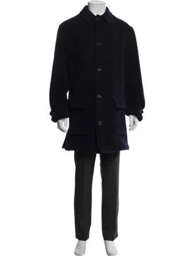 Pre-owned Polo Ralph Lauren Virgin Wool Overcoat In Blue