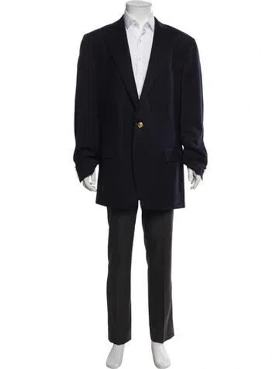 Pre-owned Polo Ralph Lauren Virgin Wool Overcoat In Blue