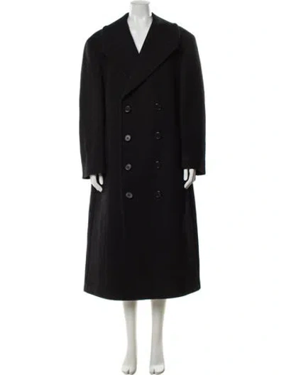 Pre-owned Polo Ralph Lauren Virgin Wool Trench Coat In Black