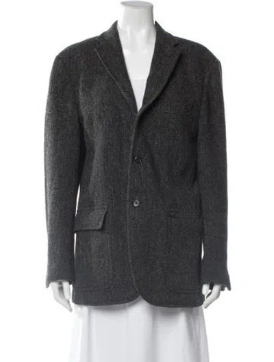Pre-owned Polo Ralph Lauren Virgin Wool Tweed Pattern Blazer In Black