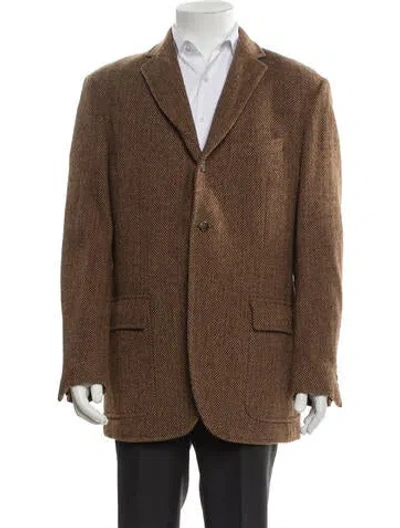 Pre-owned Polo Ralph Lauren Virgin Wool Tweed Pattern Sport Coat In Brown