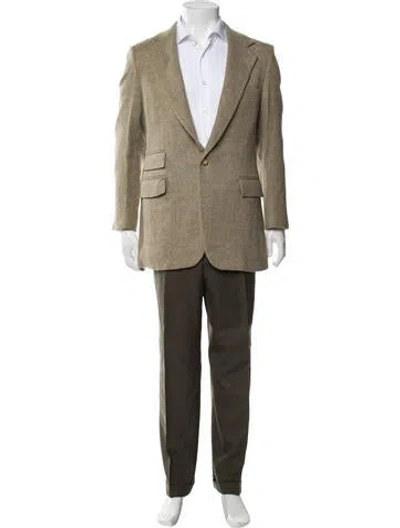 Pre-owned Polo Ralph Lauren Virgin Wool Tweed Pattern Two-piece Suit In Green