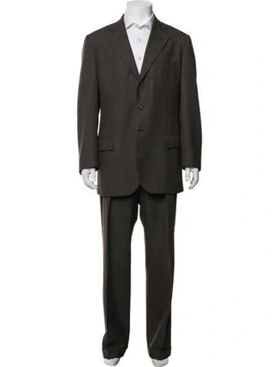 Pre-owned Polo Ralph Lauren Virgin Wool Tweed Pattern Two-piece Suit Vest In Black