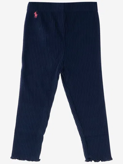 Polo Ralph Lauren Babies' Viscose Blend Ribbed Pants In Blue