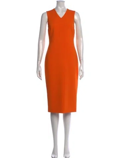 Pre-owned Polo Ralph Lauren V-neck Knee-length Dress In Orange