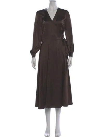 Pre-owned Polo Ralph Lauren V-neck Long Dress W/ Tags In Brown
