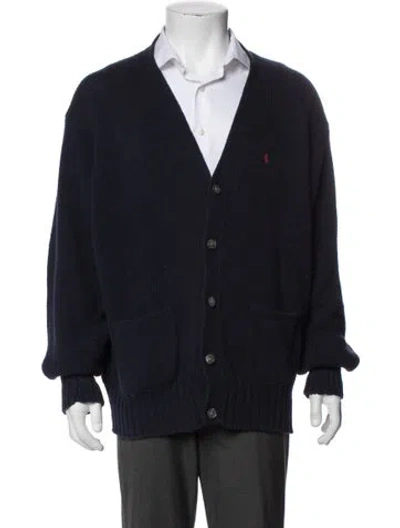 Pre-owned Polo Ralph Lauren V-neck Long Sleeve Cardigan In Black