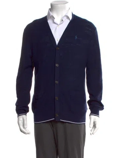 Pre-owned Polo Ralph Lauren V-neck Long Sleeve Cardigan In Blue