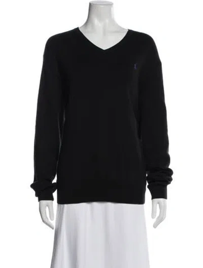 Pre-owned Polo Ralph Lauren V-neck Long Sleeve Polo In Black