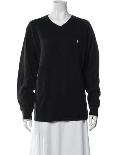 Pre-owned Polo Ralph Lauren V-neck Long Sleeve Polo In Black