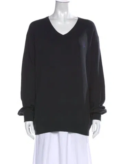 Pre-owned Polo Ralph Lauren V-neck Long Sleeve Polo In Grey