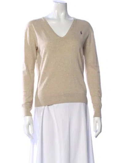 Pre-owned Polo Ralph Lauren V-neck Long Sleeve Polo In Neutral