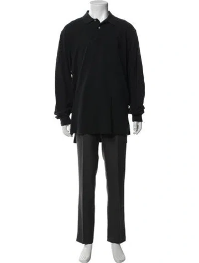 Pre-owned Polo Ralph Lauren V-neck Long Sleeve Polo Shirt In Black
