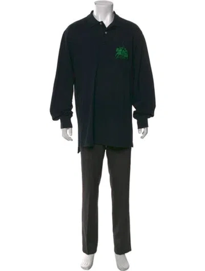 Pre-owned Polo Ralph Lauren V-neck Long Sleeve Polo Shirt In Black