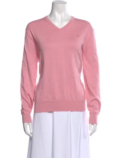 Pre-owned Polo Ralph Lauren V-neck Long Sleeve Polo W/ Tags In Pink