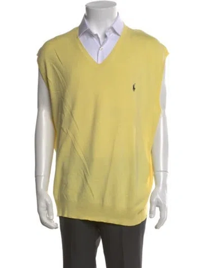 Pre-owned Polo Ralph Lauren V-neck Long Sleeve Sweater Vest In Yellow