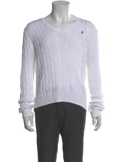 Pre-owned Polo Ralph Lauren V-neck Long Sleeve Sweatshirt In Gray