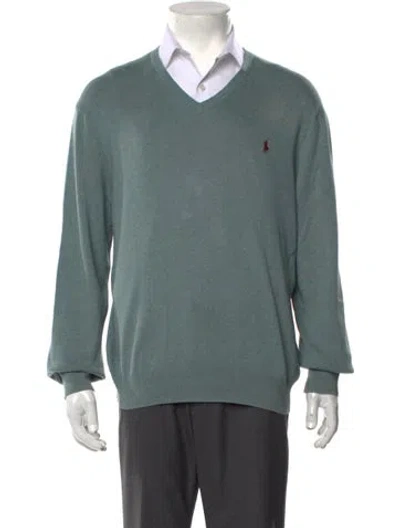 Pre-owned Polo Ralph Lauren V-neck Long Sleeve Sweatshirt In Green