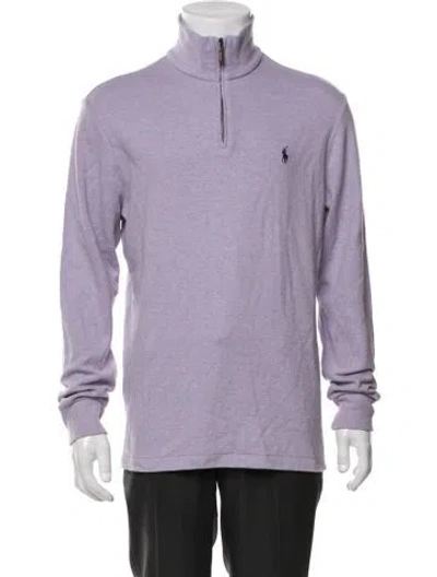 Pre-owned Polo Ralph Lauren V-neck Long Sleeve Sweatshirt In Purple