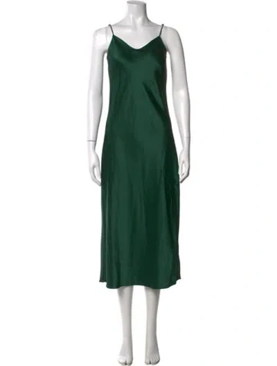 Pre-owned Polo Ralph Lauren V-neck Midi Length Dress In Green