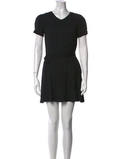 Pre-owned Polo Ralph Lauren V-neck Mini Dress In Black
