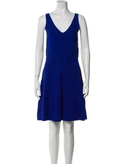 Pre-owned Polo Ralph Lauren V-neck Mini Dress In Blue