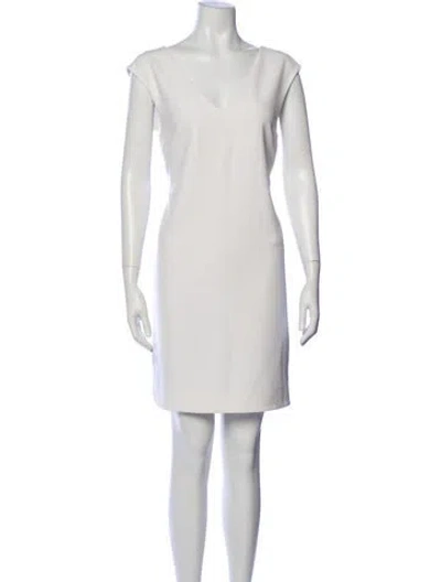 Pre-owned Polo Ralph Lauren V-neck Mini Dress In Neutral