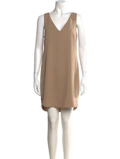 Pre-owned Polo Ralph Lauren V-neck Mini Dress In Neutral