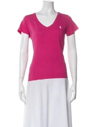 Pre-owned Polo Ralph Lauren V-neck Short Sleeve Polo In Pink