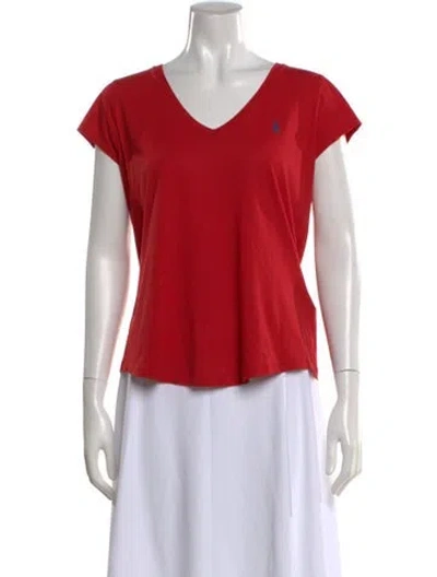 Pre-owned Polo Ralph Lauren V-neck Short Sleeve Polo In Red
