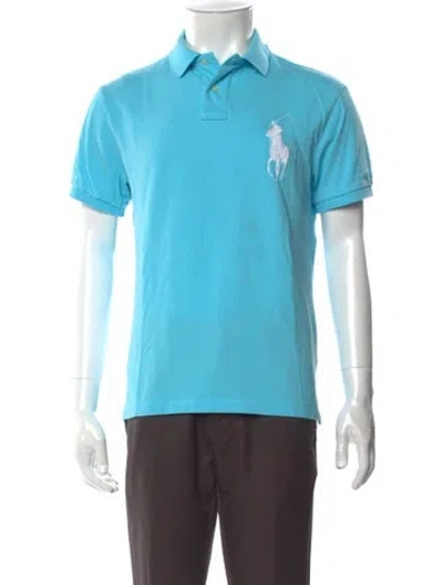 Pre-owned Polo Ralph Lauren V-neck Short Sleeve Polo Shirt In Blue