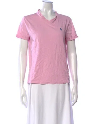 Pre-owned Polo Ralph Lauren V-neck Short Sleeve T-shirt In Pink