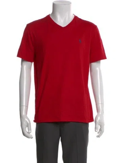 Pre-owned Polo Ralph Lauren V-neck Short Sleeve T-shirt In Red
