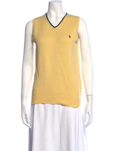 Pre-owned Polo Ralph Lauren V-neck Sleeveless Polo In Yellow