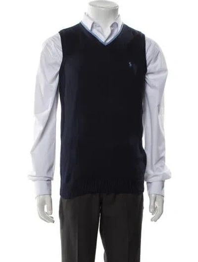 Pre-owned Polo Ralph Lauren V-neck Sleeveless Sweater Vest In Blue