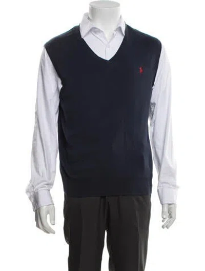 Pre-owned Polo Ralph Lauren V-neck Sleeveless Sweater Vest In Blue