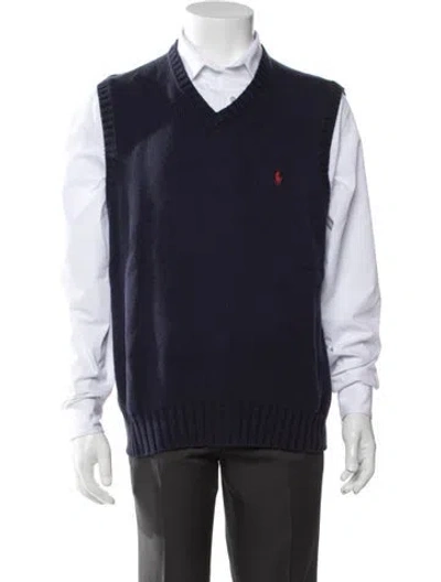Pre-owned Polo Ralph Lauren V-neck Sleeveless Sweater Vest In Blue