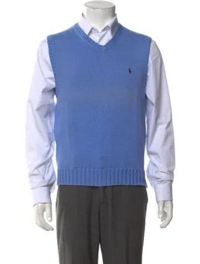 Pre-owned Polo Ralph Lauren V-neck Sleeveless Sweater Vest In Blue