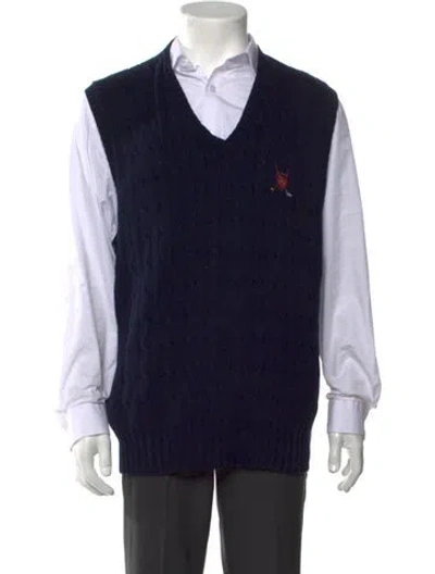 Pre-owned Polo Ralph Lauren V-neck Sleeveless Sweater Vest In Blue