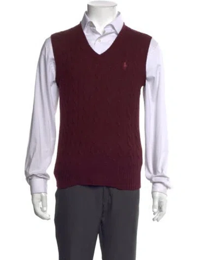 Pre-owned Polo Ralph Lauren V-neck Sleeveless Sweater Vest In Burgundy