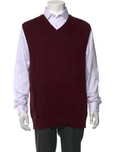 Pre-owned Polo Ralph Lauren V-neck Sleeveless Sweater Vest In Burgundy