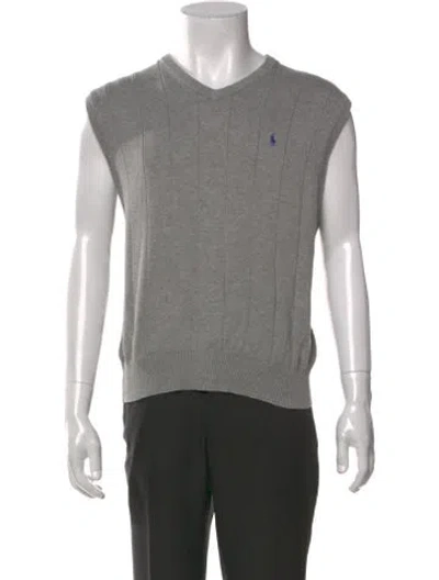 Pre-owned Polo Ralph Lauren V-neck Sleeveless Sweater Vest In Grey