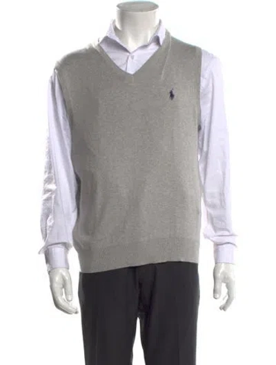 Pre-owned Polo Ralph Lauren V-neck Sleeveless Sweater Vest In Grey