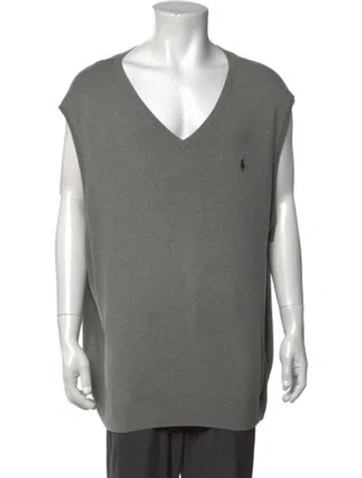 Pre-owned Polo Ralph Lauren V-neck Sleeveless Sweater Vest In Grey