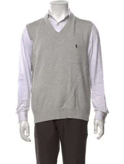 Pre-owned Polo Ralph Lauren V-neck Sleeveless Sweater Vest In Grey