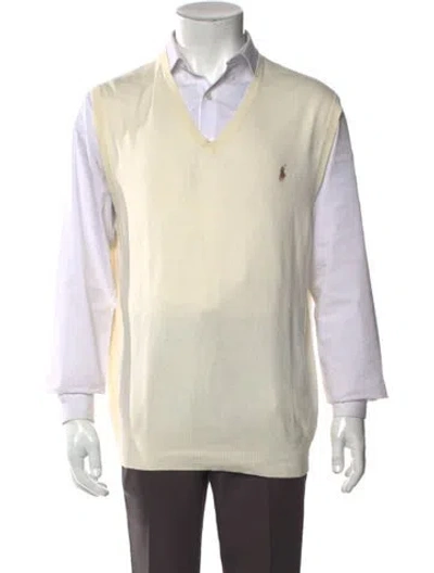 Pre-owned Polo Ralph Lauren V-neck Sleeveless Sweater Vest In Neutral