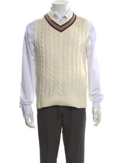 Pre-owned Polo Ralph Lauren V-neck Sleeveless Sweater Vest In Neutral