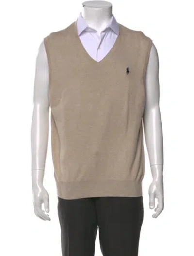 Pre-owned Polo Ralph Lauren V-neck Sleeveless Sweater Vest In Neutral